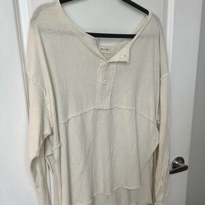 Oversized Long Sleeve Henley Top